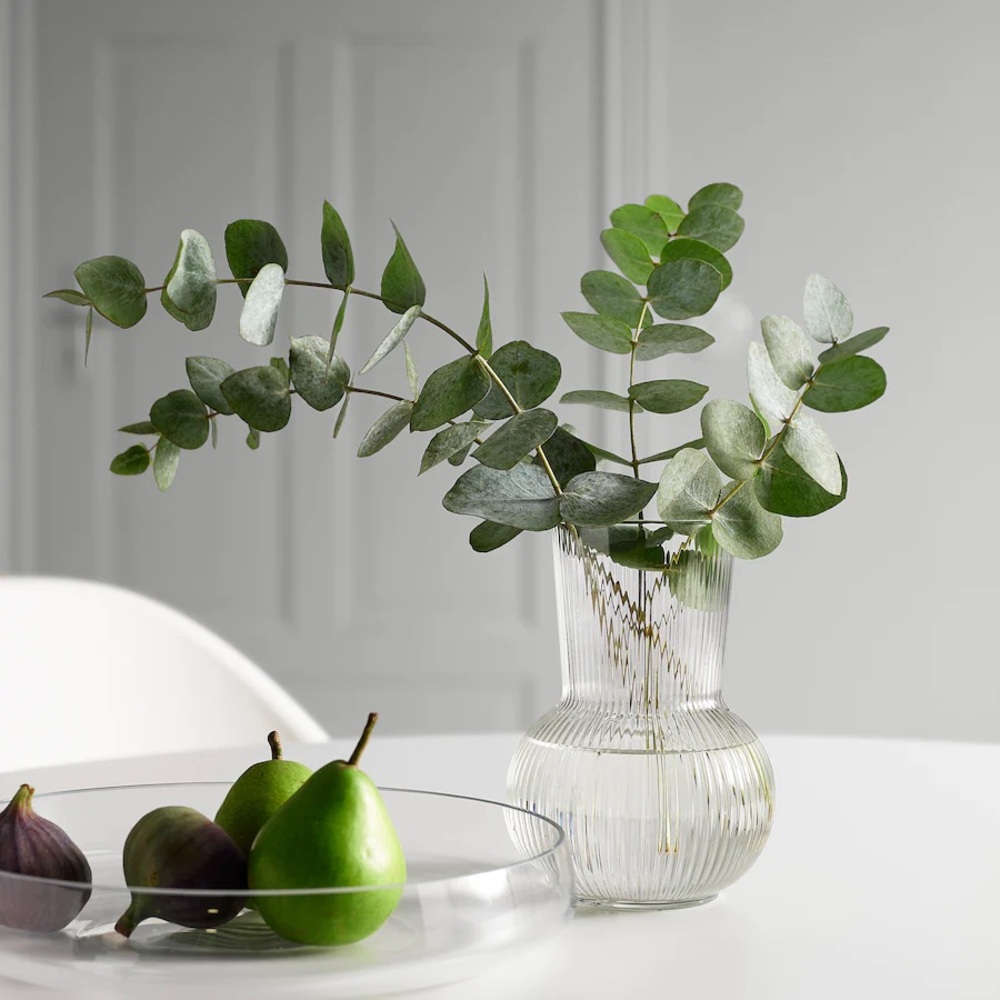 Clear Ribbed Retro Glass Vase